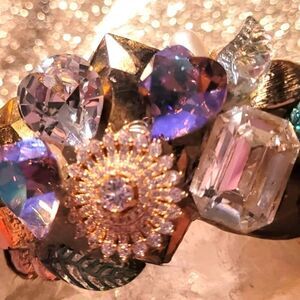 Wendy Gell Wristy Swarovski jewels  Gold Hearts and Buddha rings.@beeswaxflowers